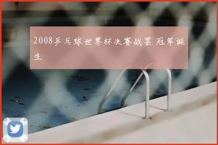 2008乒乓球世界杯决赛战罢 冠军诞生